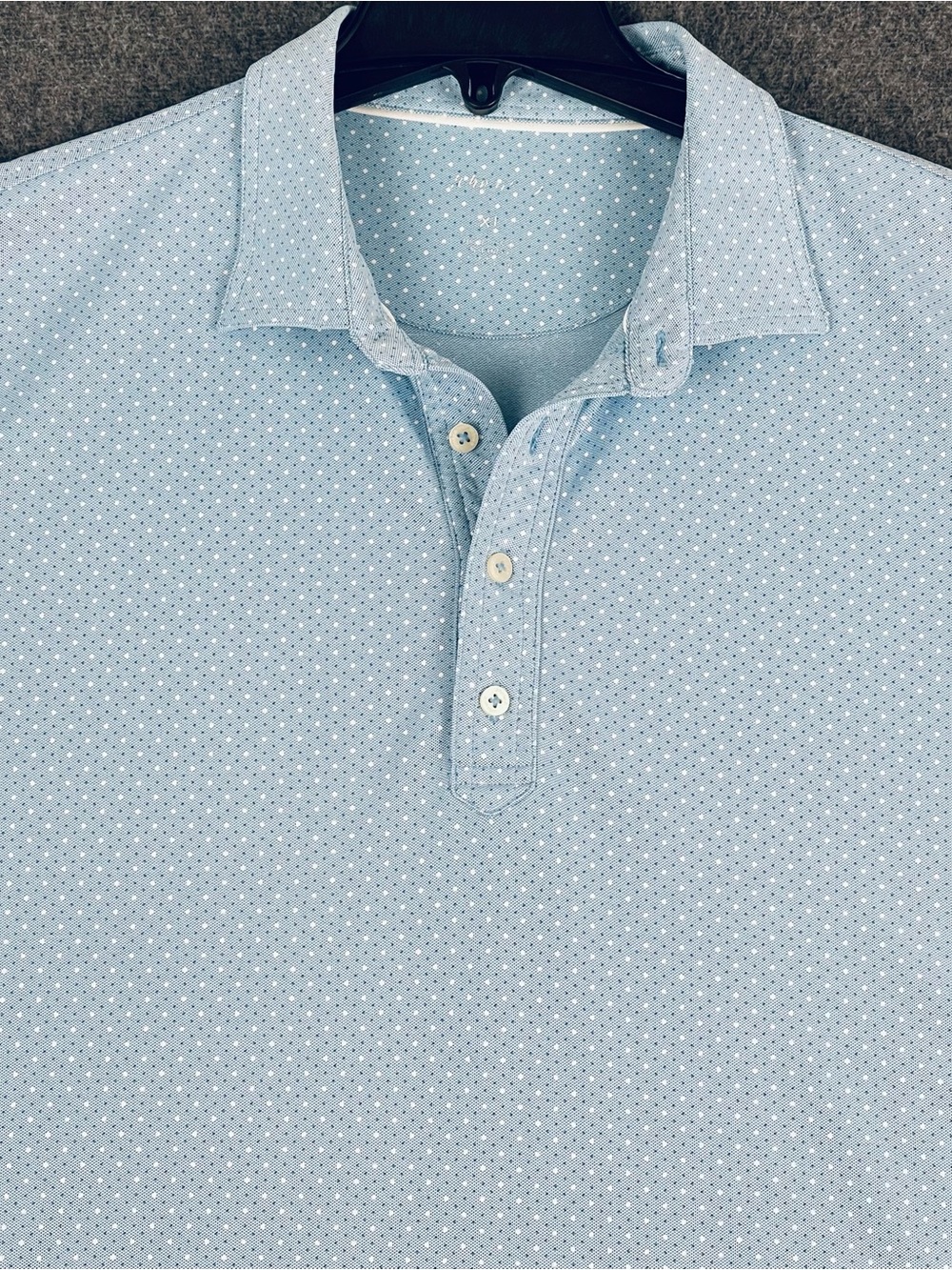 Johnnie O Mens XL Polo Shirt Niagara Blue Geometric Stretch Performance